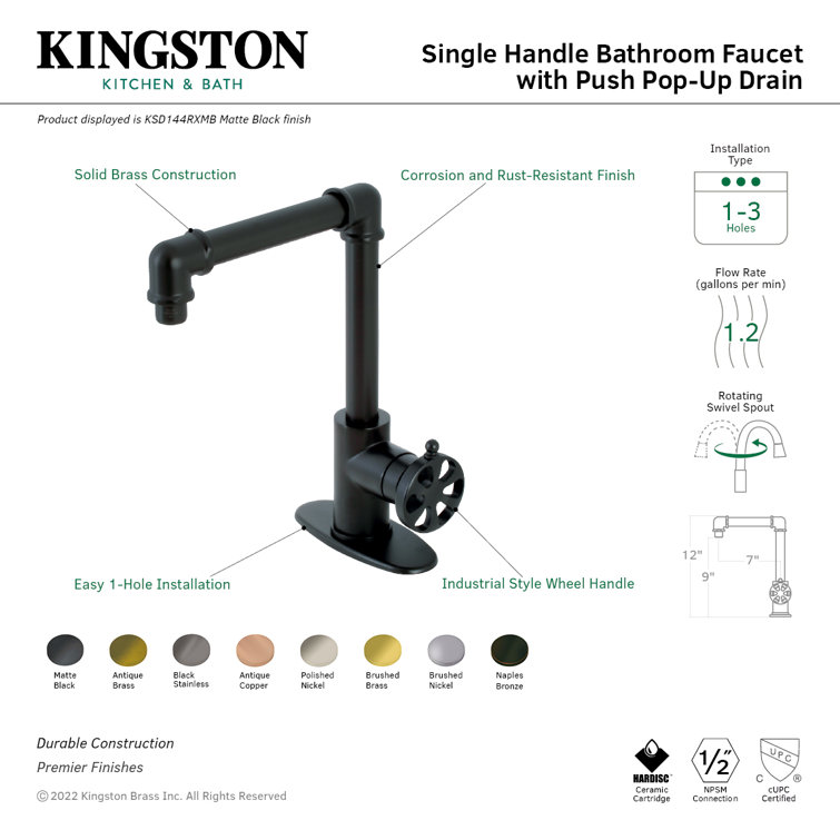 Belknap Elegant Brushed Brass Single-Hole Bathroom Faucet