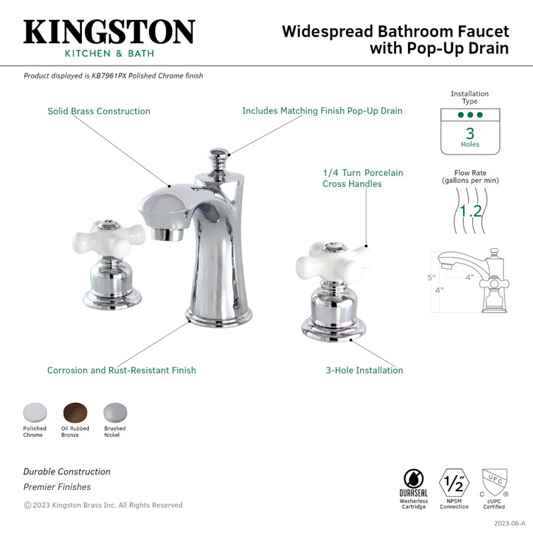 Victorian Elegance Widespread Polished Chrome Bathroom Faucet