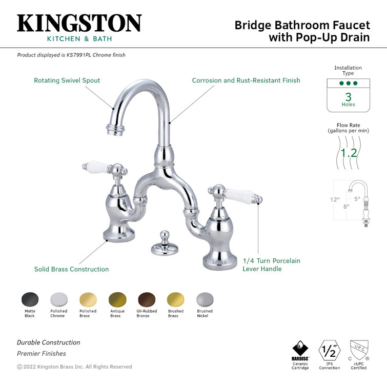 Brushed Nickel Traditional Cross Handle Bathroom Faucet