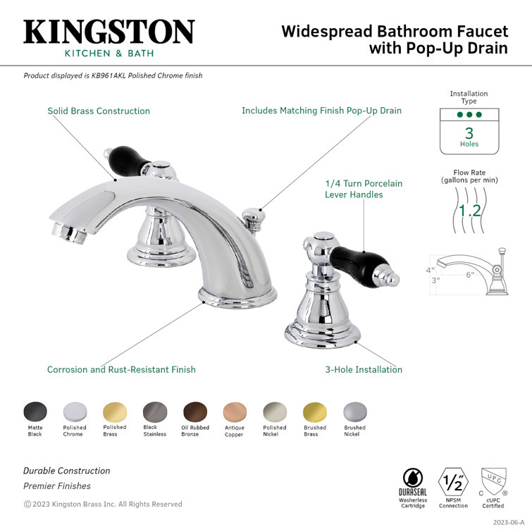 Duchess Chrome 3-Hole Widespread Bathroom Faucet with Lever Handles