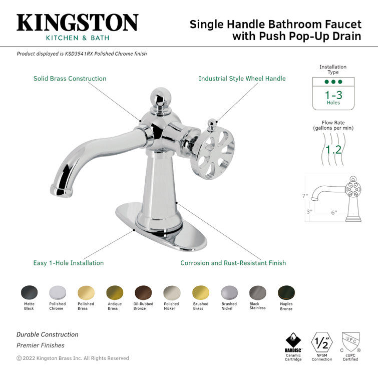 Belknap Polished Nickel Single-Hole Traditional Bathroom Faucet
