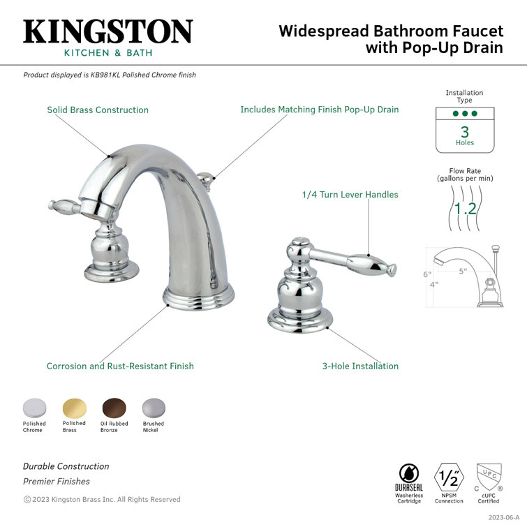 Polished Chrome 8-Inch Widespread Bathroom Faucet with Pop-Up Drain