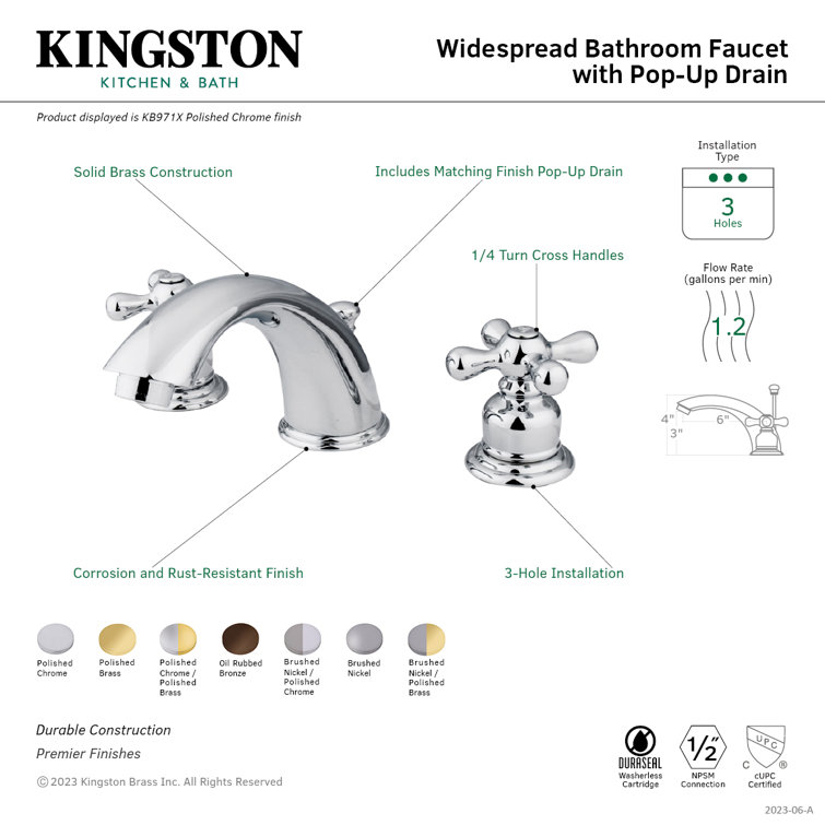 Elegant 8"-16" Widespread Polished Chrome and Brass Bathroom Faucet