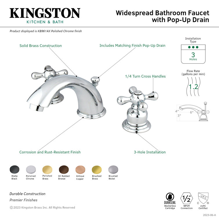 Victorian Brushed Brass Widespread Bathroom Faucet