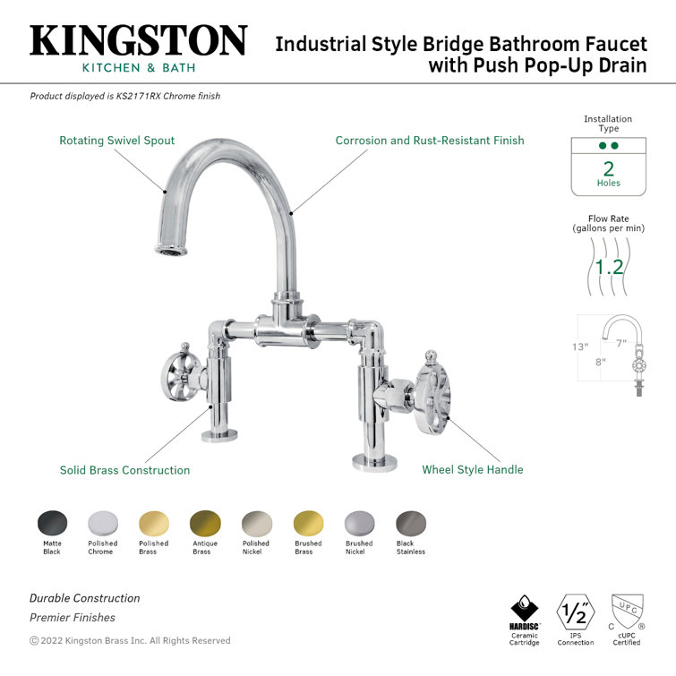 Belknap 12.5" Chrome Industrial Bridge Bathroom Faucet