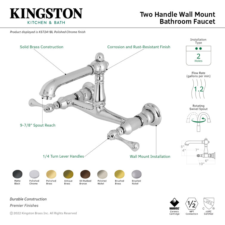 English Country Elegance Wall-Mounted Bathroom Faucet in Oil Rubbed Bronze