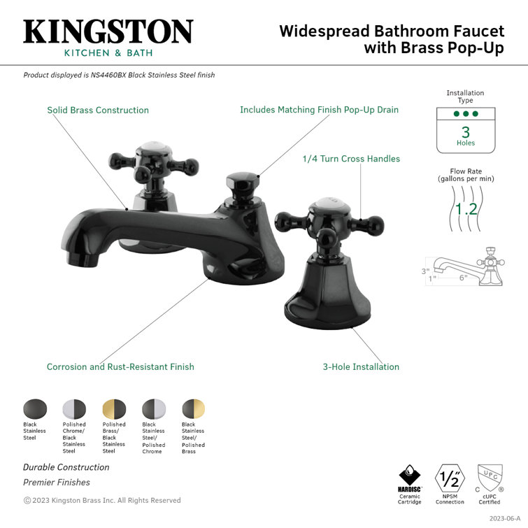 Water Onyx Black Nickel & Polished Chrome Widespread Bathroom Faucet