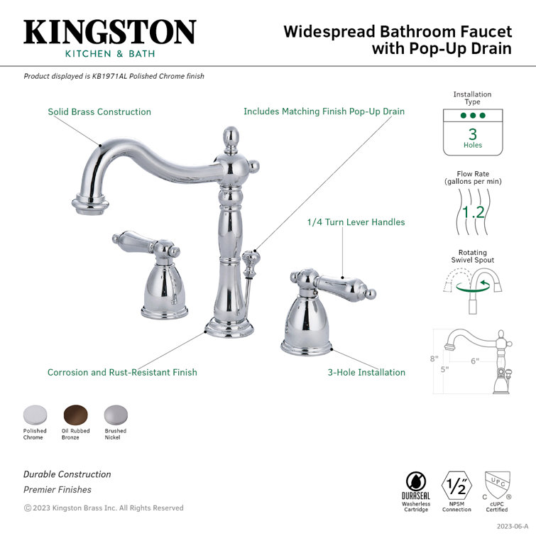 Heritage Oil Rubbed Bronze Widespread Bathroom Faucet
