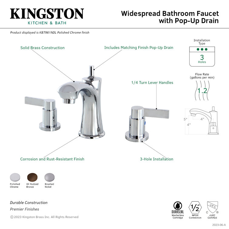 NuvoFusion Elegant 8-Inch Widespread Brushed Nickel Bathroom Faucet