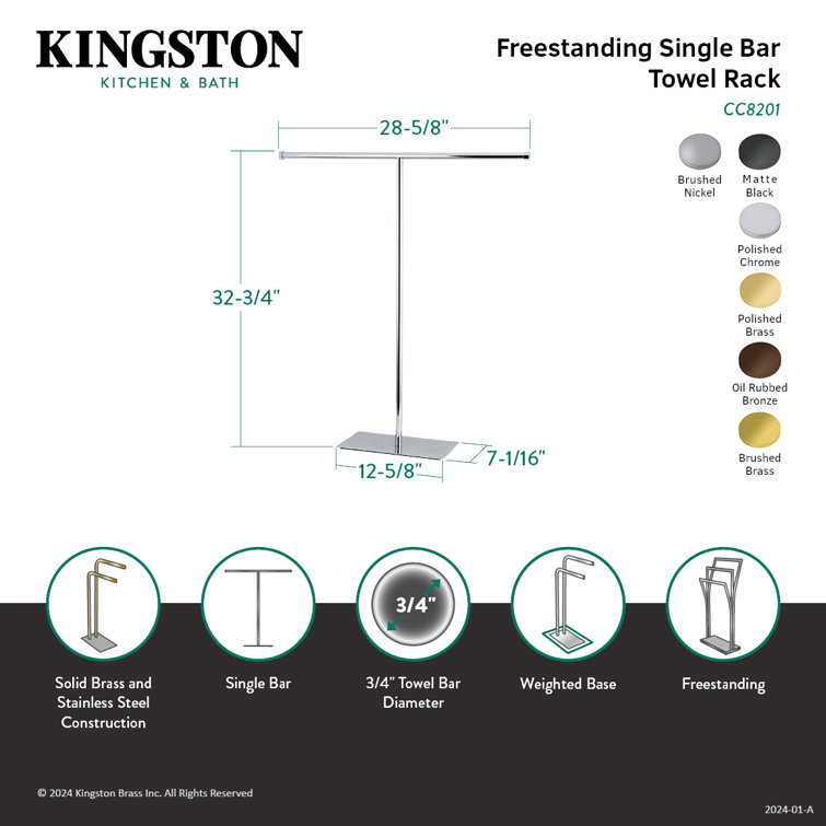 Matte Black Brass and Steel Freestanding T-Shape Towel Rack