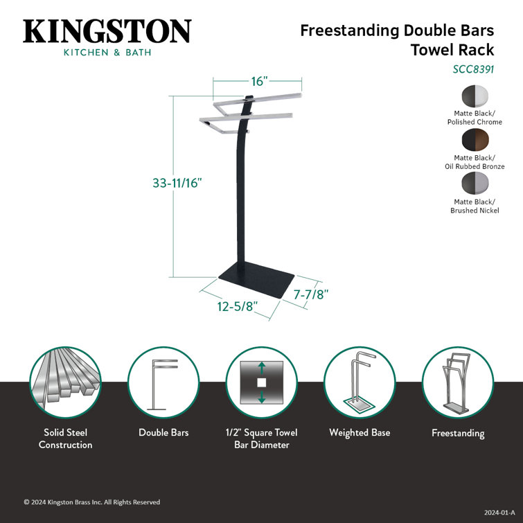 Polished Chrome Freestanding Dual Towel Rack