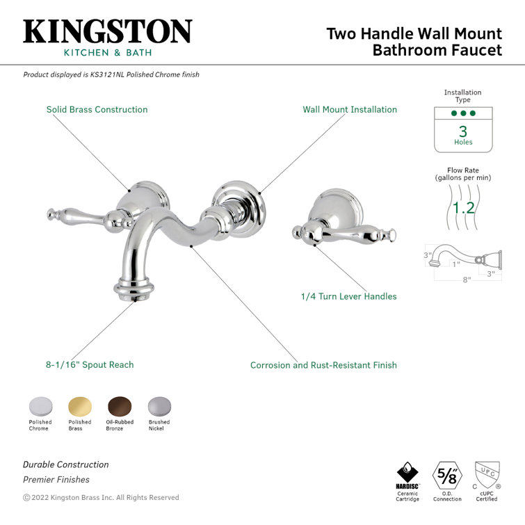 Elegant Oil Rubbed Bronze Dual-Handle Wall Mount Bathroom Faucet