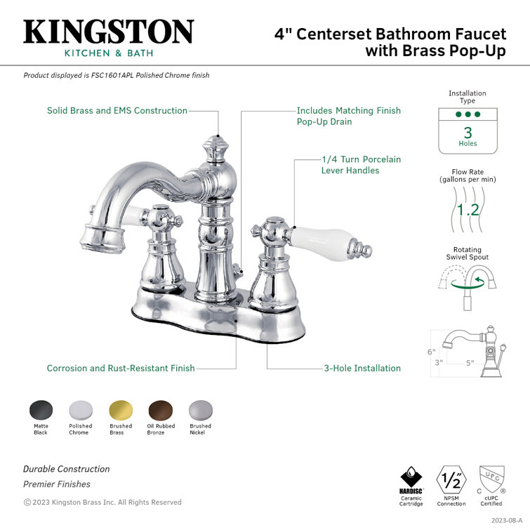 Brushed Nickel and White Traditional 4" Centerset Bathroom Faucet