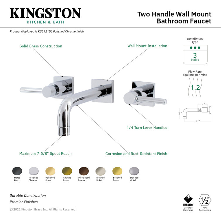 Concord Matte Black and Brass Modern Wall Mount Bathroom Faucet
