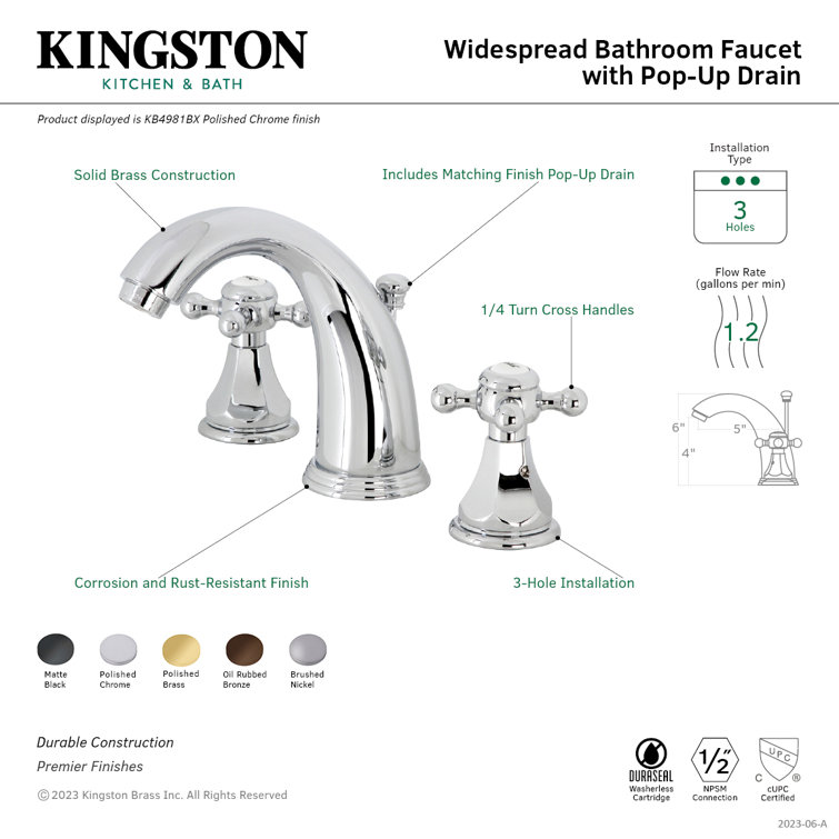 Metropolitan Polished Chrome Widespread Bathroom Faucet with Dual Cross Handles