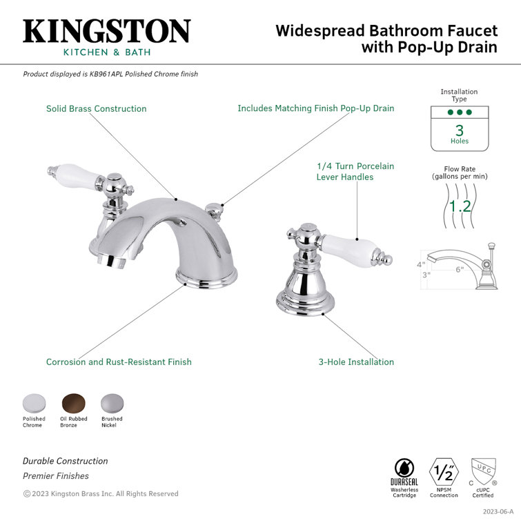 American Patriot Traditional Brushed Nickel Widespread Bathroom Faucet