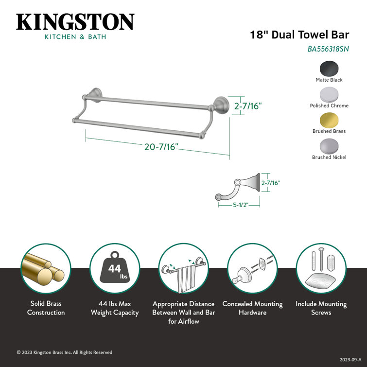 Polished Chrome 18-Inch Dual Wall Mounted Towel Bar
