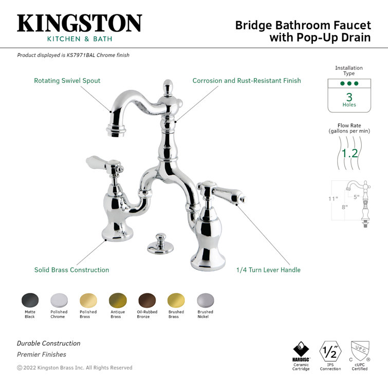Elegant Antique Brass 8" Widespread Bathroom Faucet with Drain