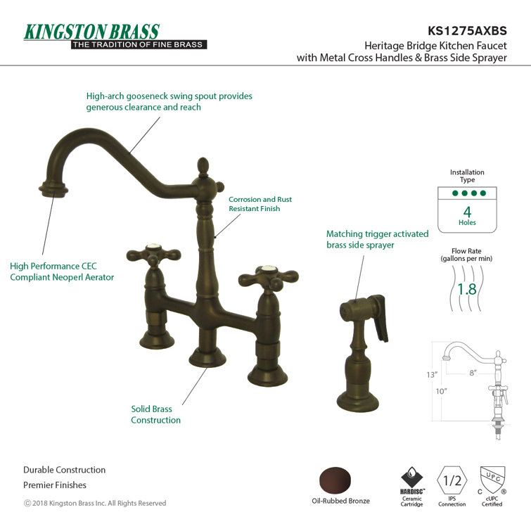 Heritage Dual-Handle Oil Rubbed Bronze Kitchen Bridge Faucet