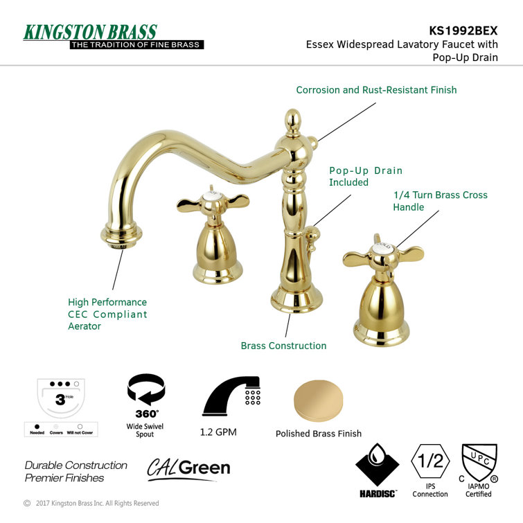 Essex Polished Brass 8-inch Widespread Bathroom Faucet