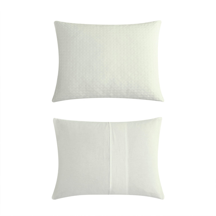 Serene Basketweave Queen Cotton Duvet Cover Set - White