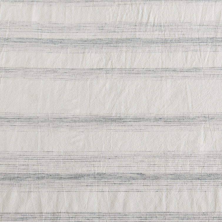 Queen Off-White Cotton Striped Duvet Cover Set