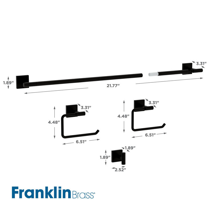 Nash Matte Black 4-Piece Bathroom Hardware Set