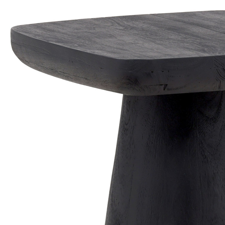Black Solid Wood Modern End Table