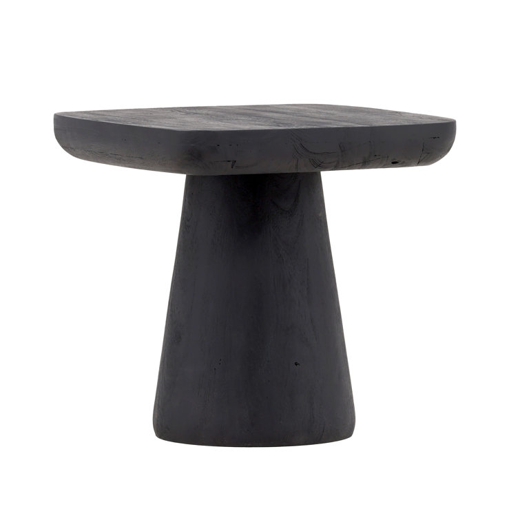 Black Acacia Square Pedestal End Table
