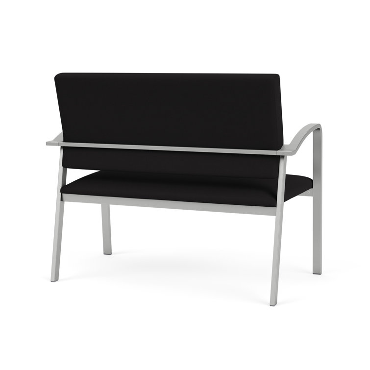 Newport Black Fabric Loveseat with Silver Metal Frame
