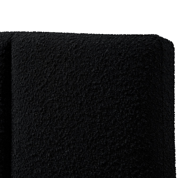 Black Queen Upholstered Wood Frame Bed with Tufted Headboard