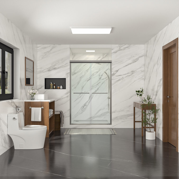 48" W x 76" H Frameless Double Sliding Shower Door with Tempered Glass
