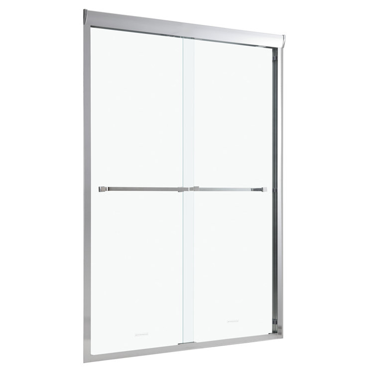 48" W x 76" H Frameless Double Sliding Shower Door with Tempered Glass