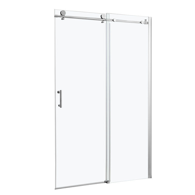48" W x 76" H Frameless Double Sliding Shower Door with Tempered Glass