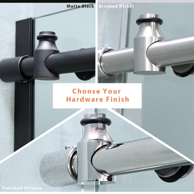48" W x 76" H Frameless Double Sliding Shower Door with Tempered Glass
