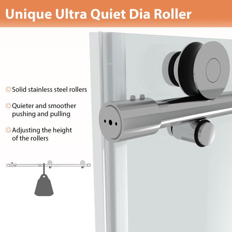 48" W x 76" H Frameless Double Sliding Shower Door with Tempered Glass