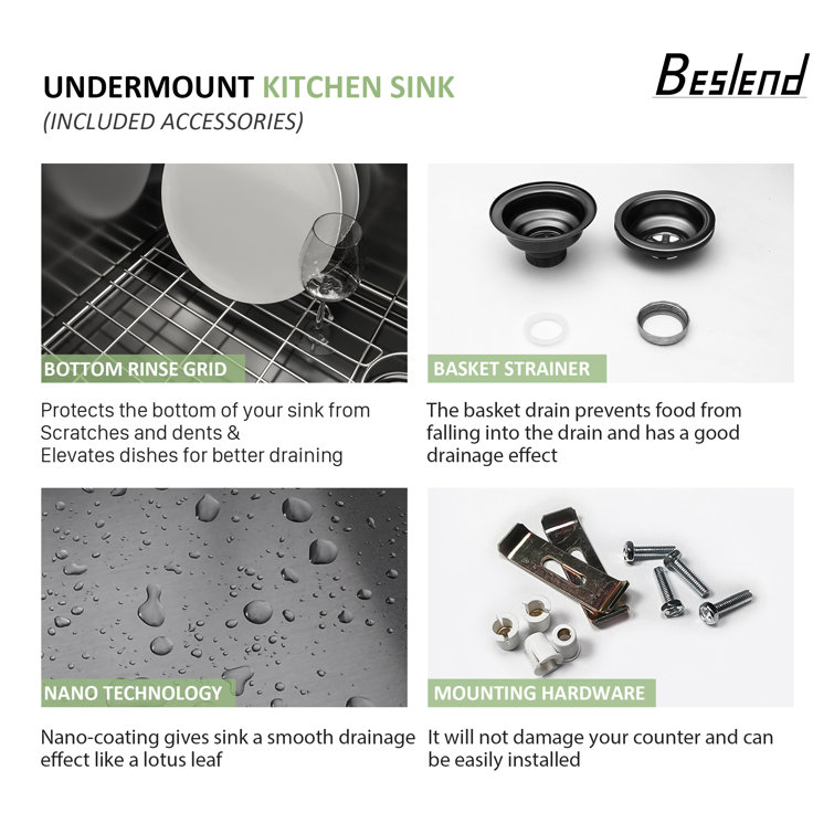 32'' Gunmetal Black Stainless Steel Undermount Kitchen Sink