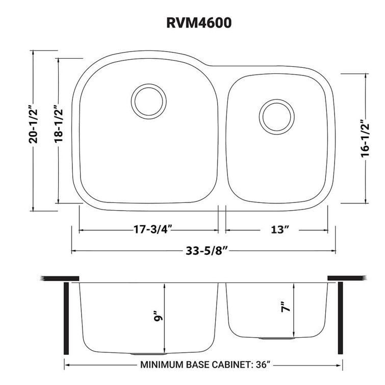 Ruvati 34-Inch Stainless Steel Double Bowl Undermount Kitchen Sink