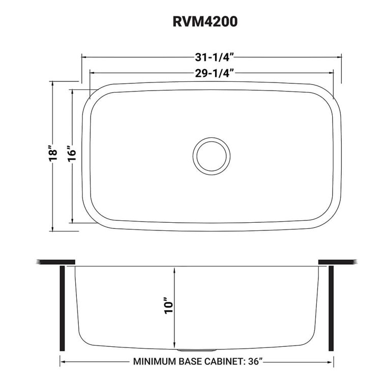 Ruvati 35-inch Drop-in Stainless Steel Single Bowl Kitchen Sink