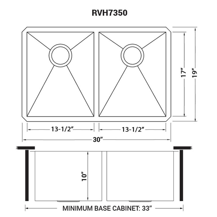 Ruvati 30-Inch Stainless Steel Double Bowl Undermount Kitchen Sink