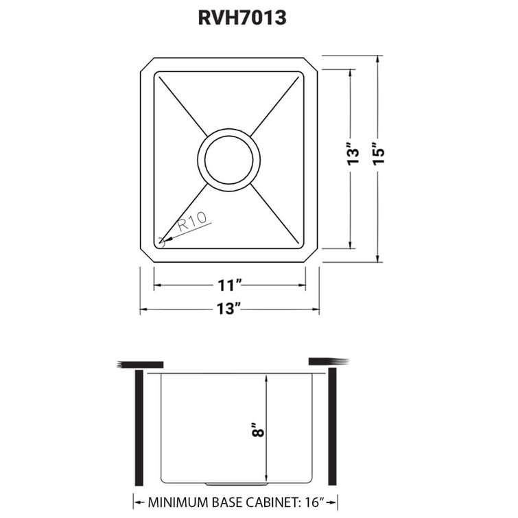 Ruvati 15" Stainless Steel Undermount Single Bowl Kitchen Sink