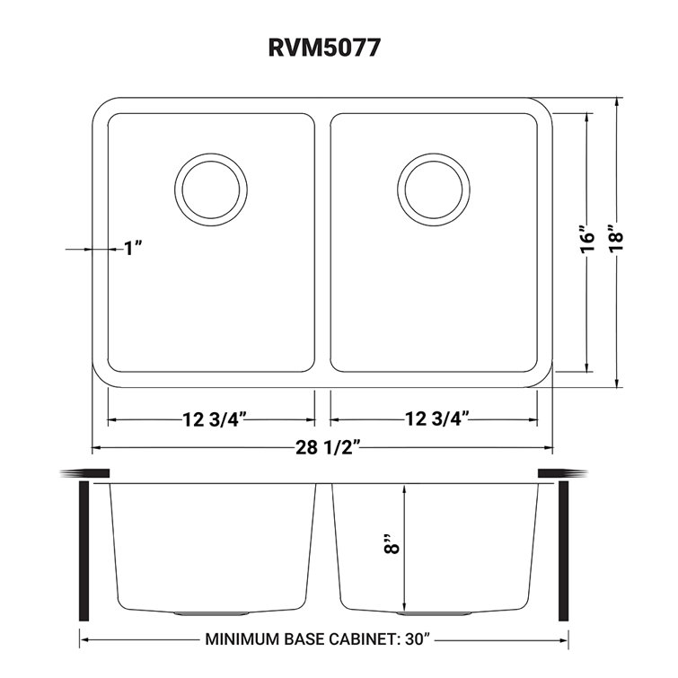 Modena 28'' Double Bowl Undermount Stainless Steel Kitchen Sink