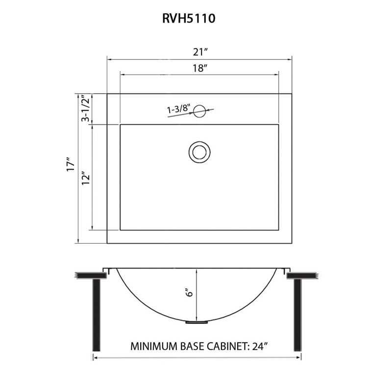 Ruvati 21 x 17 Inch Brushed Stainless Steel Topmount Bathroom Sink