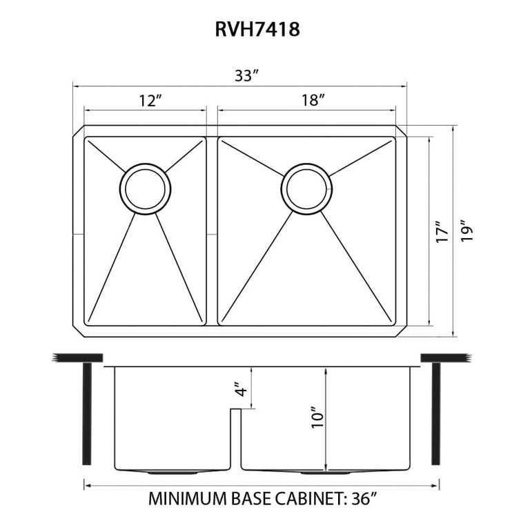 Ruvati 35-inch Stainless Steel Double Bowl Undermount Kitchen Sink