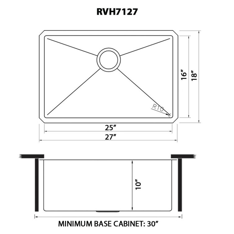 Ruvati 27" Stainless Steel Undermount Single Bowl Kitchen Sink