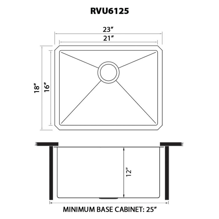 Ruvati 23" x 18" x 12" Deep Stainless Steel Undermount Utility Sink