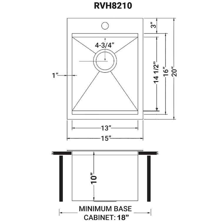 Ruvati 15'' Stainless Steel Workstation Sink with Sapele Wood Cutting Board