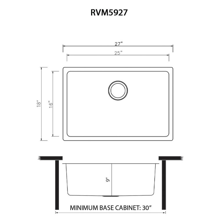 Modena 27-inch Stainless Steel Drop-In Single Bowl Kitchen Sink