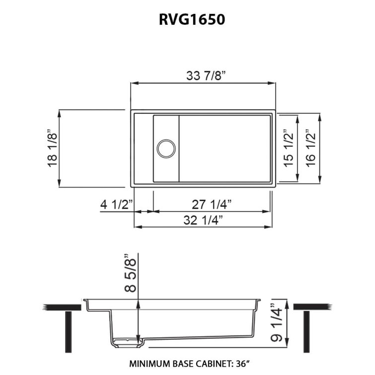 Black Granite Composite Drop-In Kitchen Sink with Drainboard