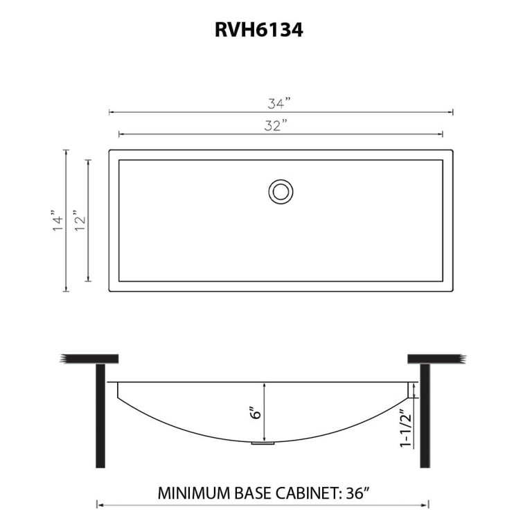 Gunmetal Black Stainless Steel Undermount Rectangular Bathroom Sink, 34 x 14 inches